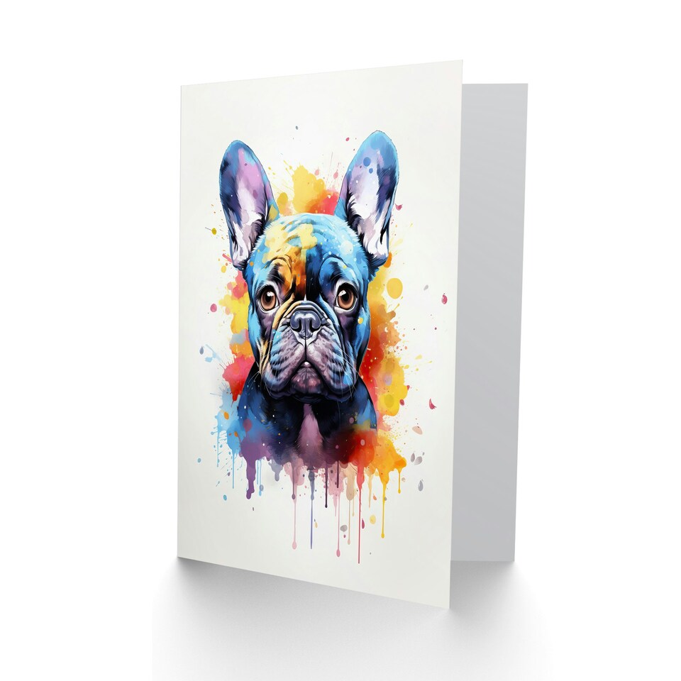 image 1 of French Bulldog Lovers Gift Watercolour Pet Portrait Art Card