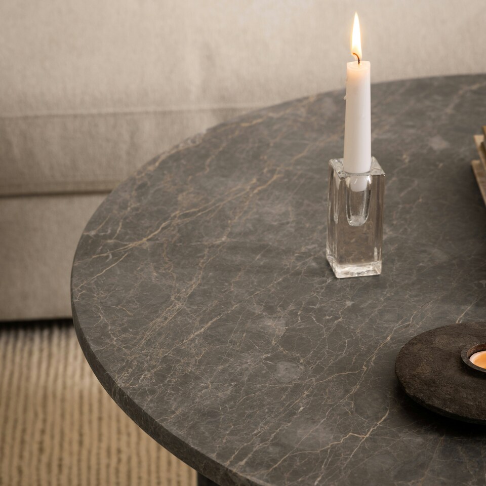 image 1 of Vega Round Coffee Table in Marron Marble