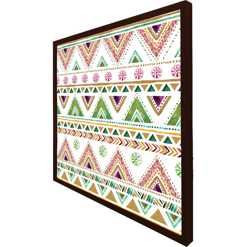 image 1 of Colourful striped gold style triangles (Picutre Frame) White | M