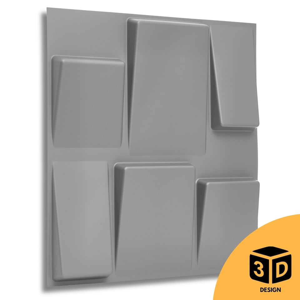 image 1 of NOVECRAFTO 3D Geometric Wall Panels – Matt White Squares Design – 6 PVC Sheets – 1.5m² (16.15sqft) – Interior Cladding Wall Tile Effect | White