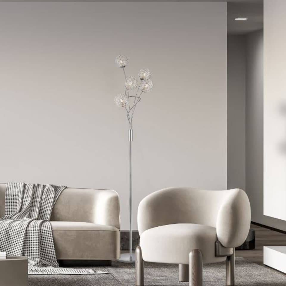 image 1 of Kesha 5 Light Floor Lamp Chrome