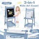 image 5 of COSTWAY Foldable Easel Kids 3-in-1 Double-sided Art Easel w/Chalkboard-Blue