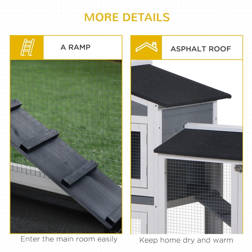 image 1 of PawHut 2-Tier Wooden Rabbit Hutch Guinea Pig House Pet Cage Outdoor w/ Tray Ramp