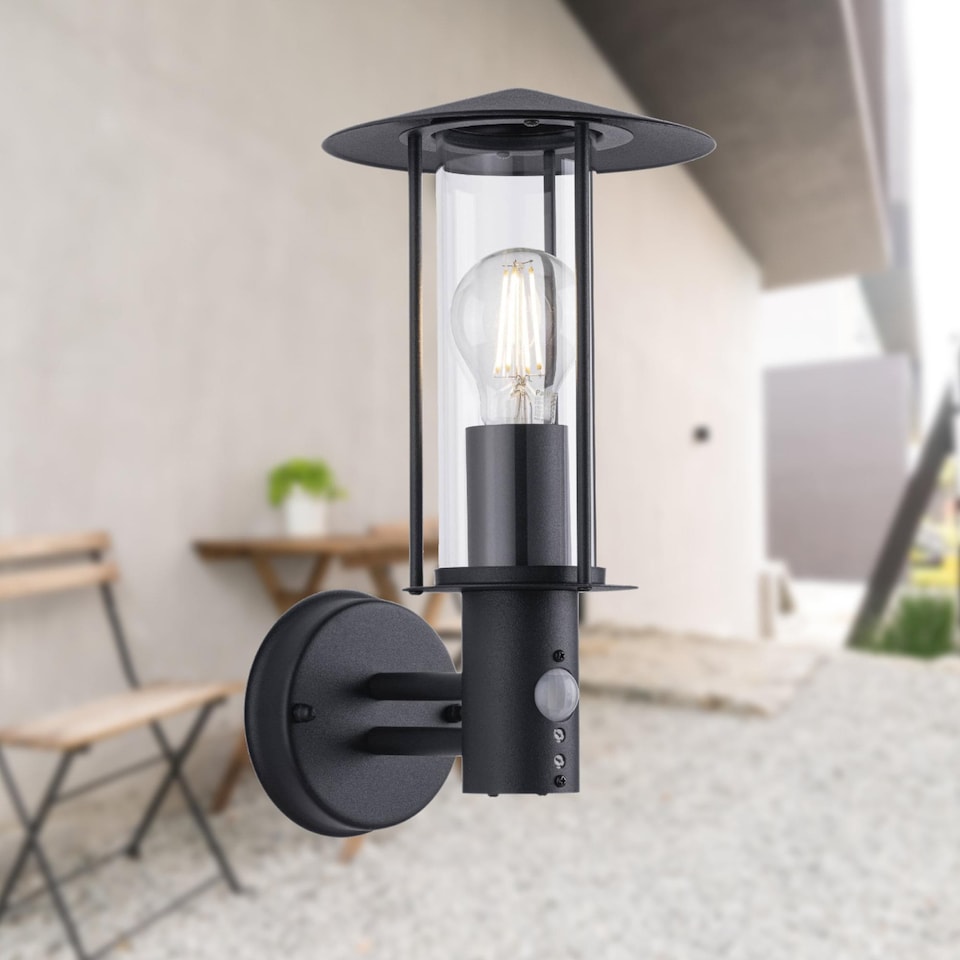 image 1 of Treviso - Black Motion Sensor Outdoor Security Light | Black | Clear | 1