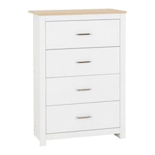 Portland 4 Drawer Chest - L40 x W80 x H114 cm - White/Oak Effect