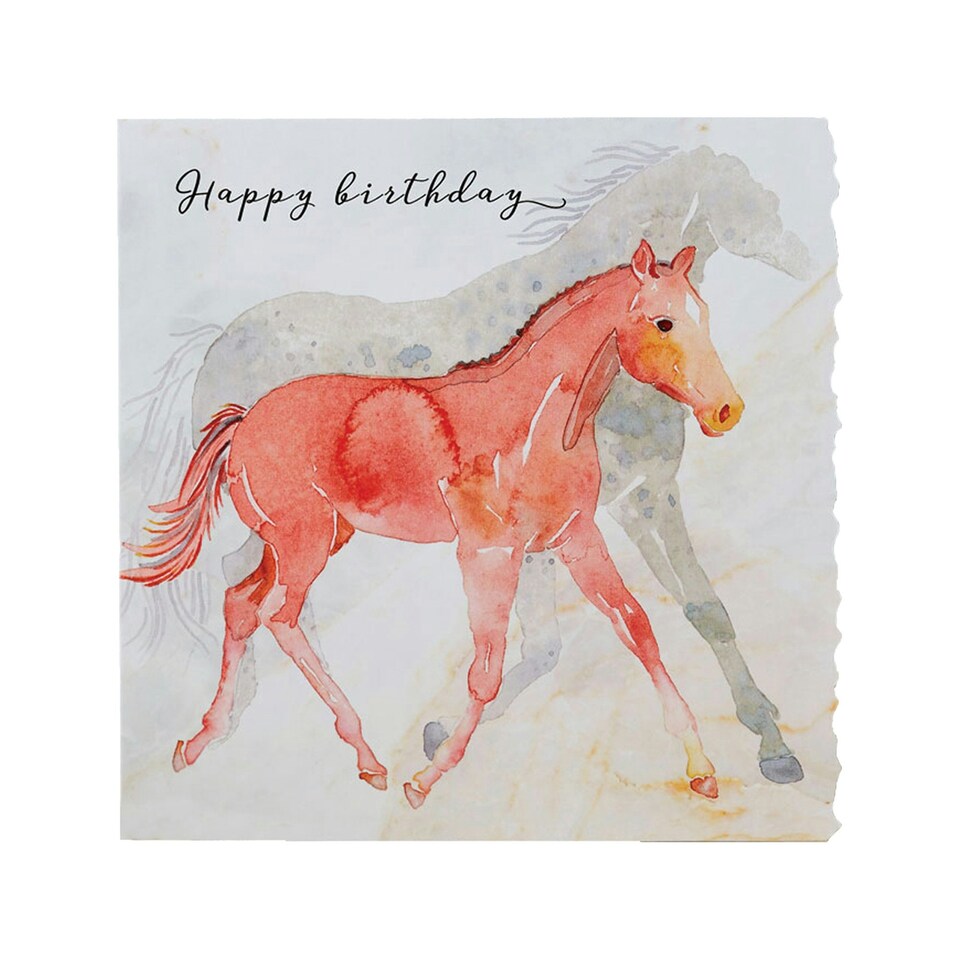 Deckled Edge Fanciful Dolomite Greetings Card - Happy Birthday - Foal (White/Red) - One Size
