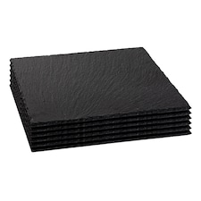 Argon Tableware Square Slate Placemats - 33cm - Pack of 6 | Black | Natural