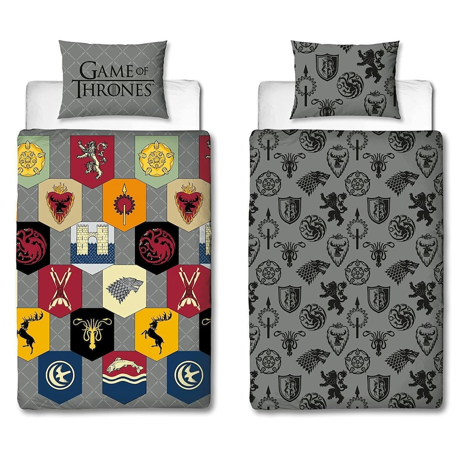 image 1 of Game of Thrones Icons Duvet Cover Set - Grey - Single Grey | Single