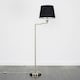 image 3 of ValueLights Sinatra Brushed Silver Floor Lamp with Medium Black Tapered Shade