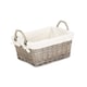 image 1 of Antique Wash Wicker Handled Lined Storage Basket White | White | L