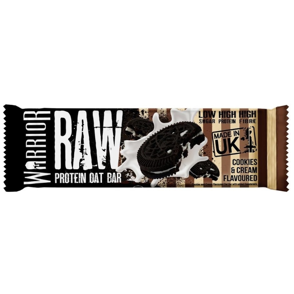 image 1 of Warrior RAW Protein Bars 12 x 75g – 20g High Protein Bar, Low Sugar High Fibre Oat Protein Flapjack – Protein Snacks, Meal Replacement Bars (Variety)