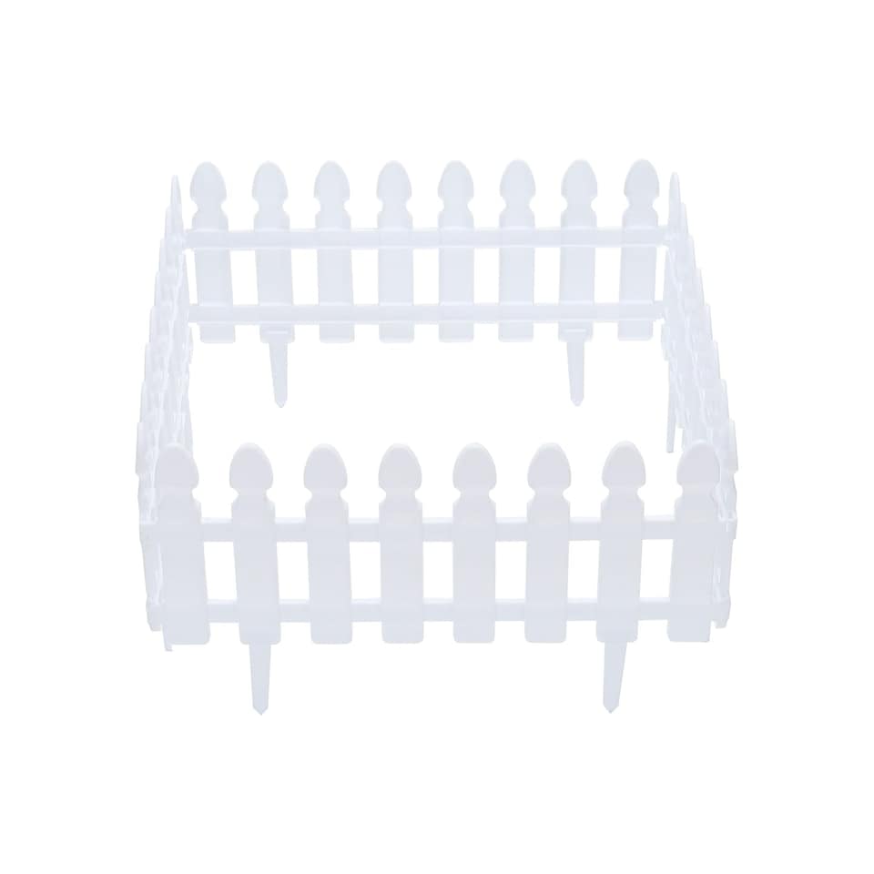 image 1 of Living and Home Plastic Picket Garden Fence Path Border Set of 4 - White | White | 4