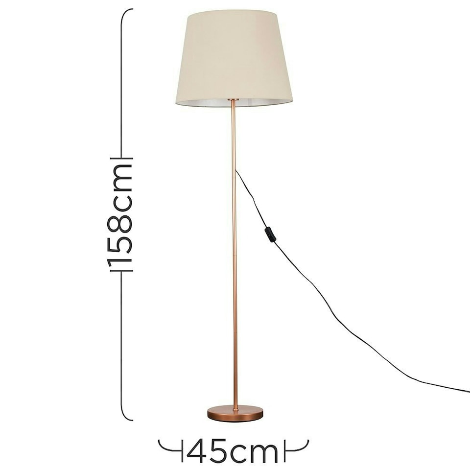 image 1 of ValueLights Modern Copper Metal Standard Floor Lamp With Beige Shade