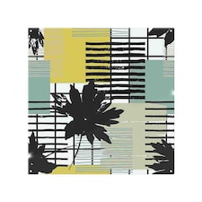 Geometric Shape & Leaf Print In Yellow & Green Splash Back | White
