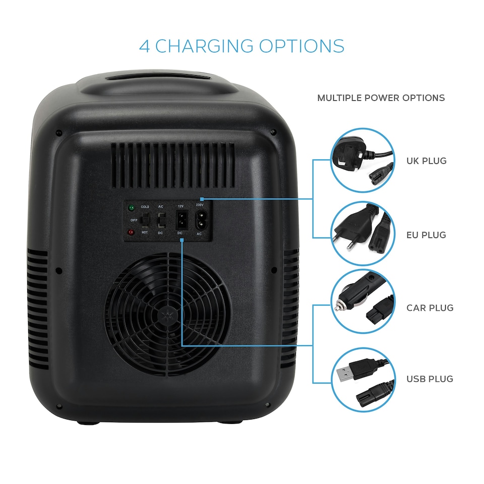 image 1 of MONCOOK Mini Fridge For Bedrooms - Small, Portable & Quiet Mini Fridges For Skincare, Medicine, Food & Drinks - Cooling & Warming Function - 14L - Black Mono