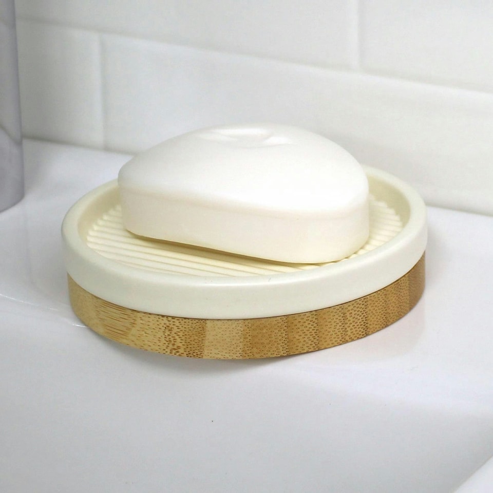 image 1 of Showerdrape Bondi Cream 3 Piece Bathroom Accessory Set