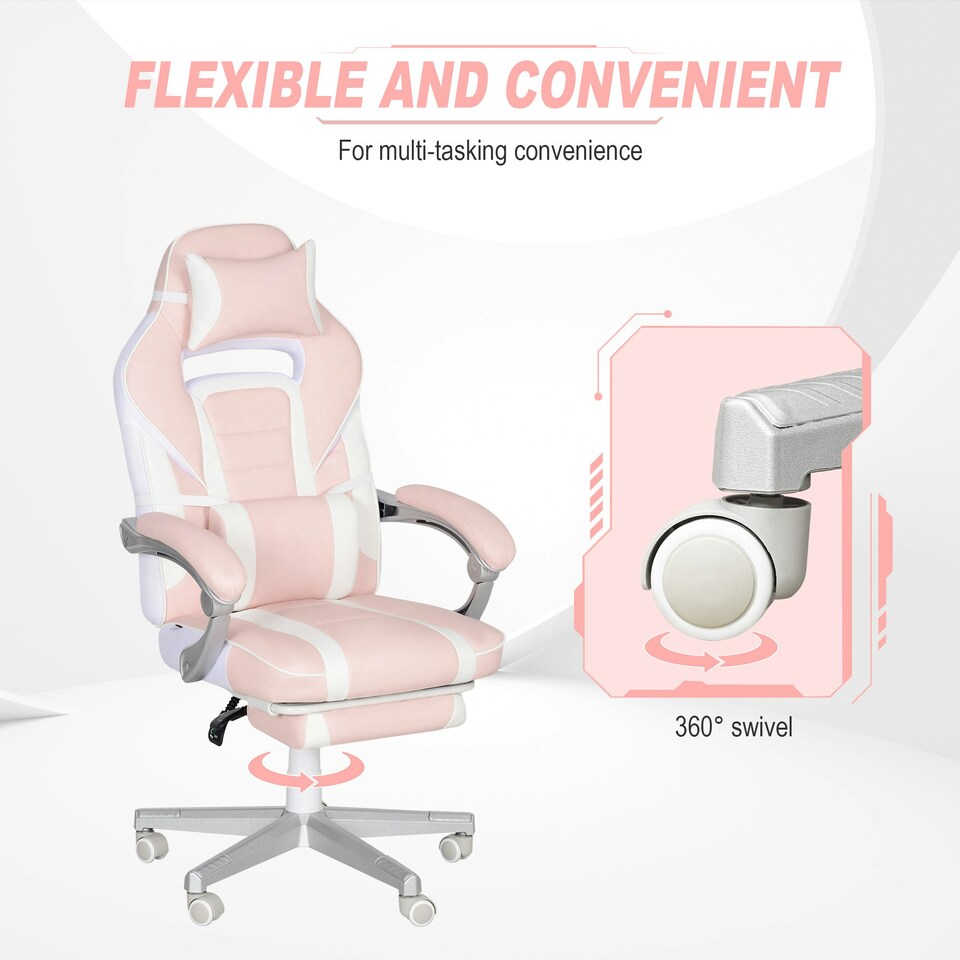 image 1 of HOMCOM PU Leather Gaming Chair with Footrest 150 Degree Reclining Back