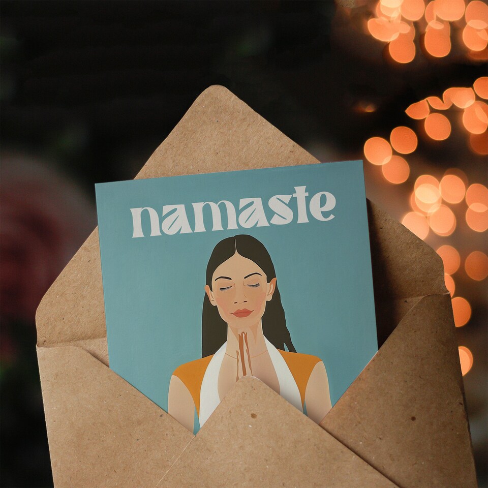 image 1 of Namaste Anjali Mudra Praying Hands Yoga Zen Thank You Card