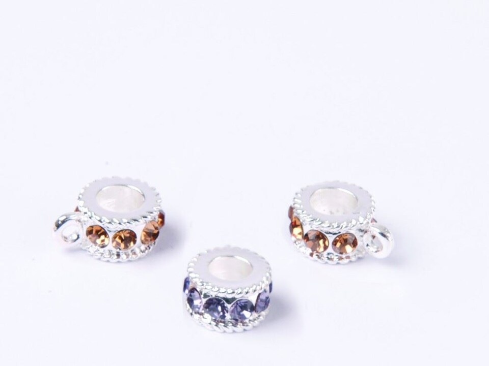 Trimits Silver Iris Mix Rhinestone Beads for Embroidery & Jewellery Making - per pack of 3