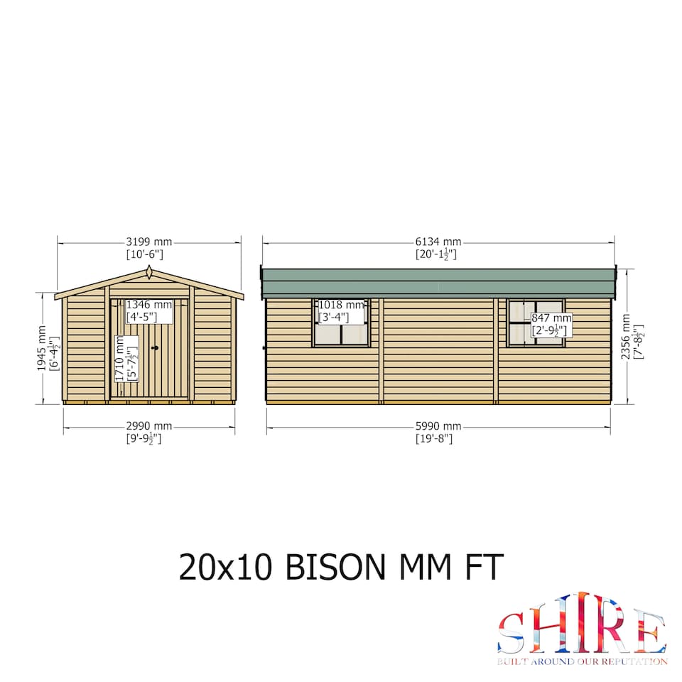 image 1 of Bison 20 x 10 Heavy Duty Shiplap Shed inc Double Door