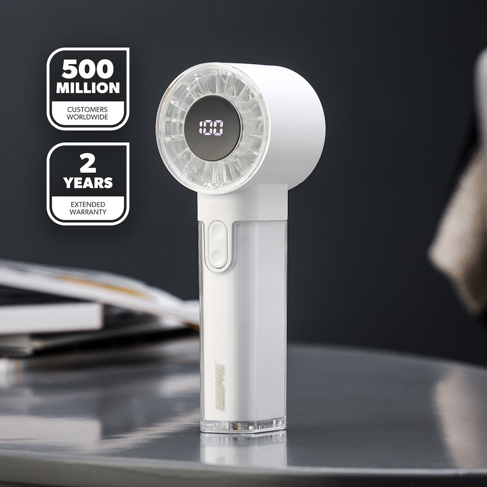 image 1 of GEEPAS Handheld Mini Fan Rechargeable and Portable Pack of 2 - White