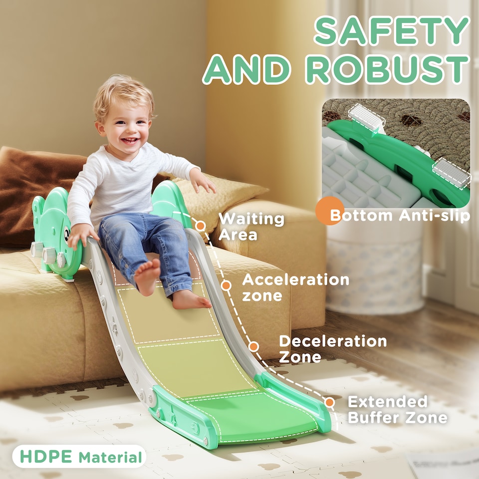 image 1 of AIYAPLAY Kids Sofa Slide, Toddler Slide with 130cm Extended Length, Green