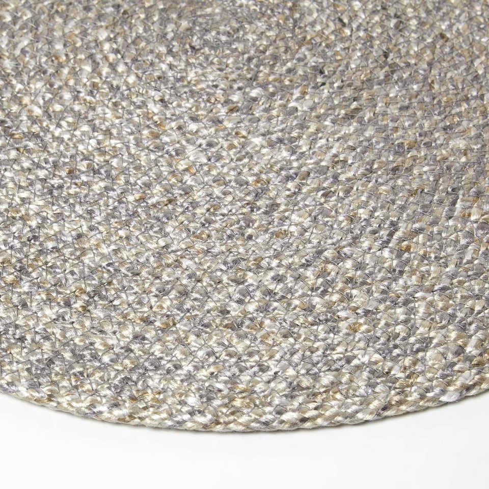 image 1 of Homescapes Silver Handwoven Round Placemats Set of 4 | Grey | 4