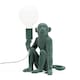 image 1 of ValueLights George Monkey Dark Green Velvet Table Lamp & Bulb | Green