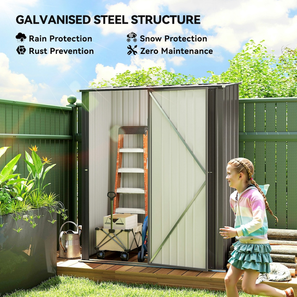 image 1 of Outsunny Outdoor Storage Shed w/ Lockable Door for Garden, Light Grey 