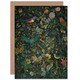 image 1 of Birds on Flowering Shrub Folk Art Spring Nature Greeting Card