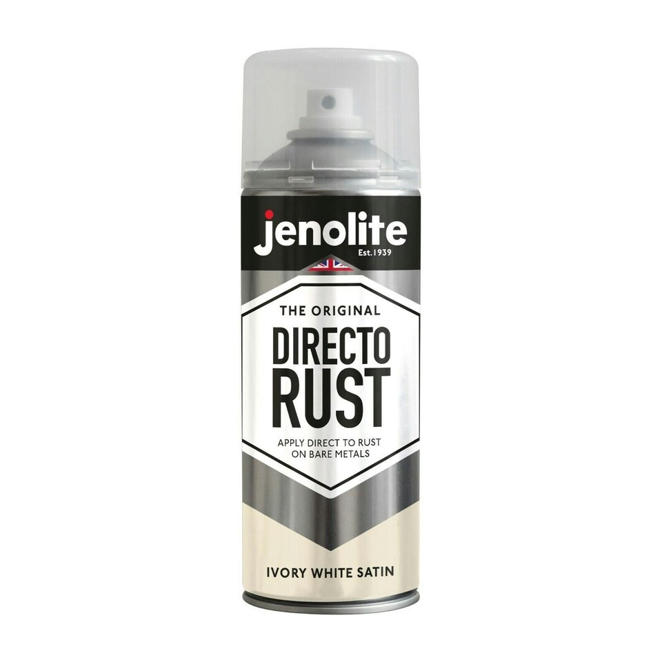 image 1 of Jenolite Directorust All-in-One Multi-Surface Paint - Ivory White Satin - 400ml Spray Can - 3-Pack