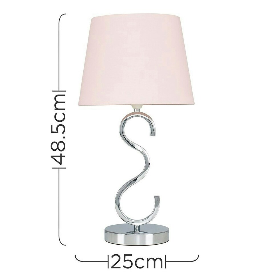 image 1 of ValueLights Modern Sleek Design Polished Chrome Touch Table Lamp With Pink Light Shade