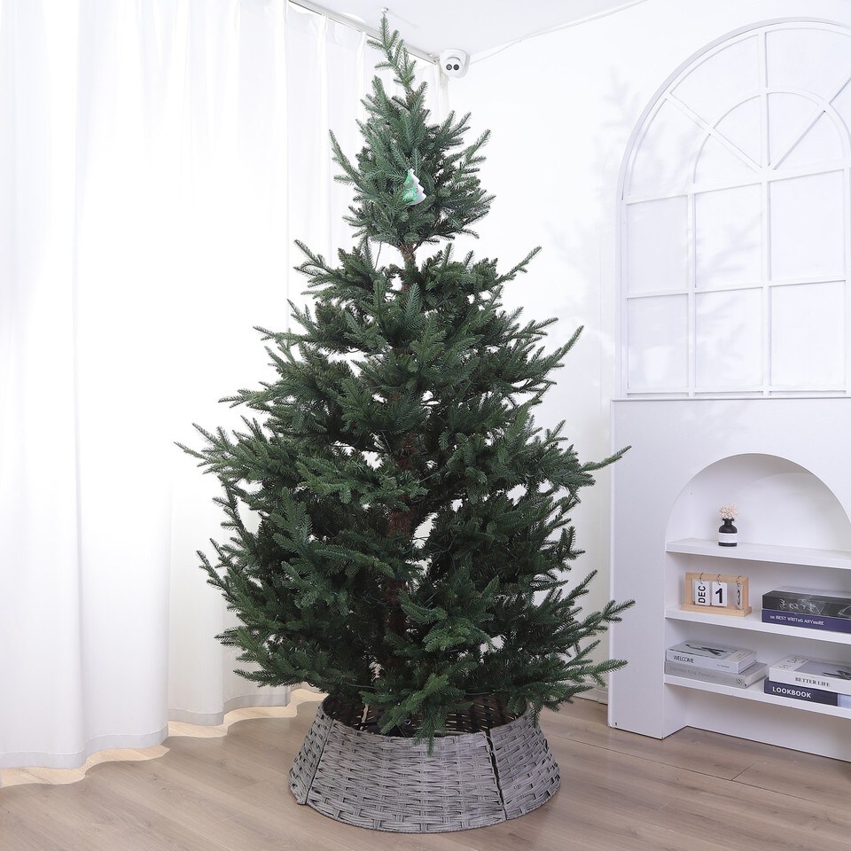 image 1 of 76cm Christmas Xmas Tree Skirt Round Decorative Festive Base Stand Cover 4 Pcs | Grey | Grey