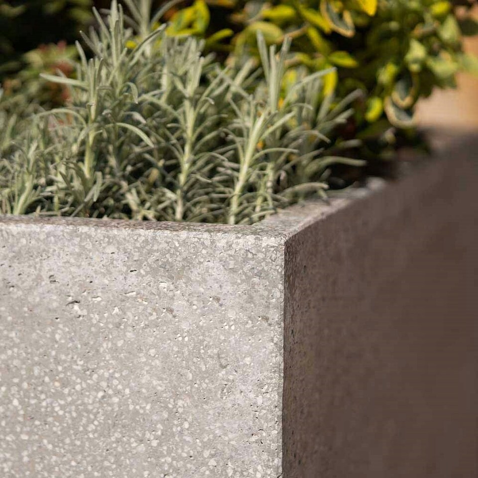 image 1 of Primrose Grey Cube Handmade Fiberstone Indoor Outdoor Planter 40cm