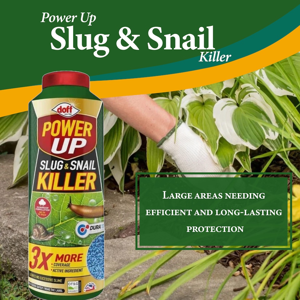 image 1 of Doff Power Up 500g Slug and Snail Killer 3 Times More Coverage Ferric Phosphate Formula Controls Slugs and Snails Easy to Use
