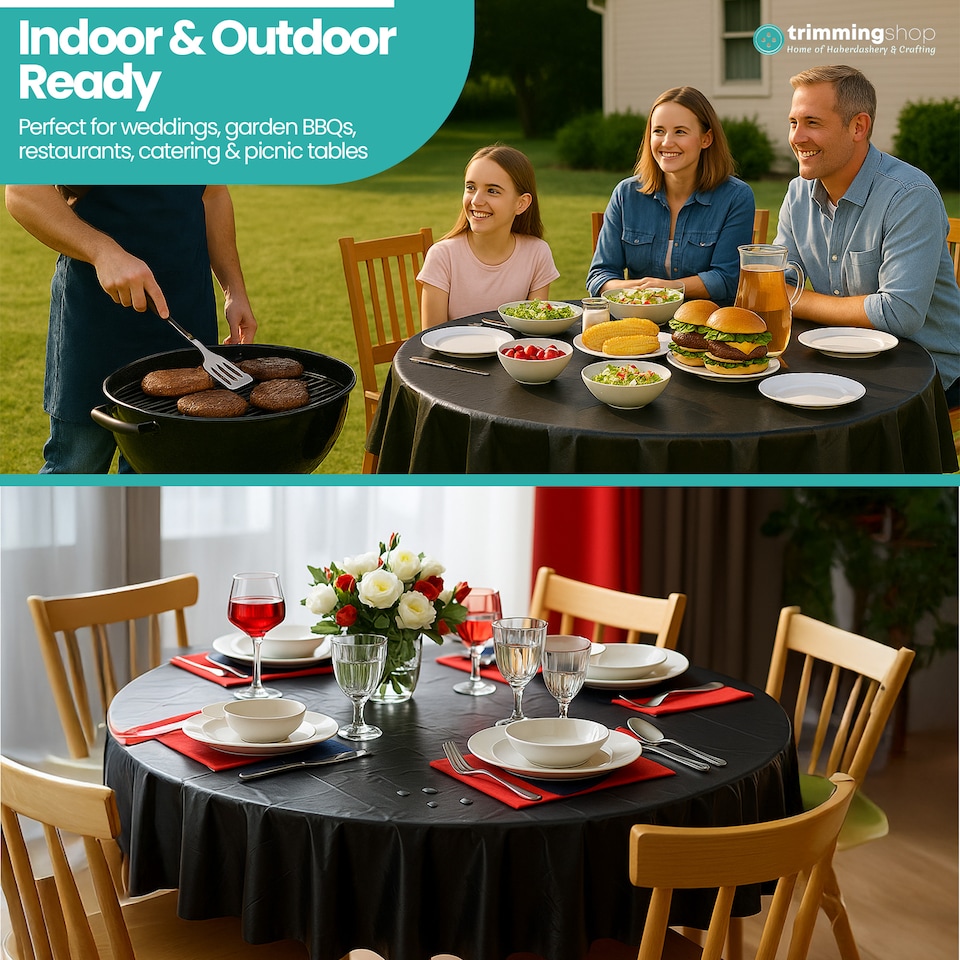 image 1 of Disposable Plastic Table Cover, Waterproof Tablecloth - 84 Inch