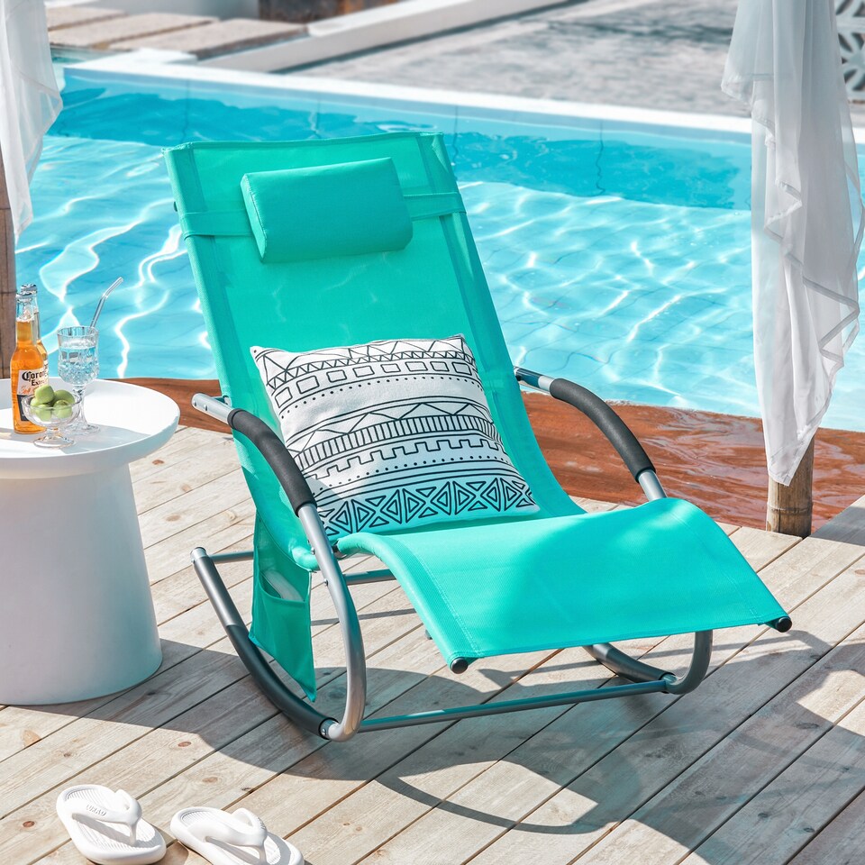 image 1 of SoBuy OGS28-TB,Outdoor Garden Rocking Sun Lounger Recliner