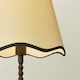 image 2 of ValueLights Maeve Natural Scallop Black Trim Drum Shade Matte Black Bobbin Bobble Table Lamp Black