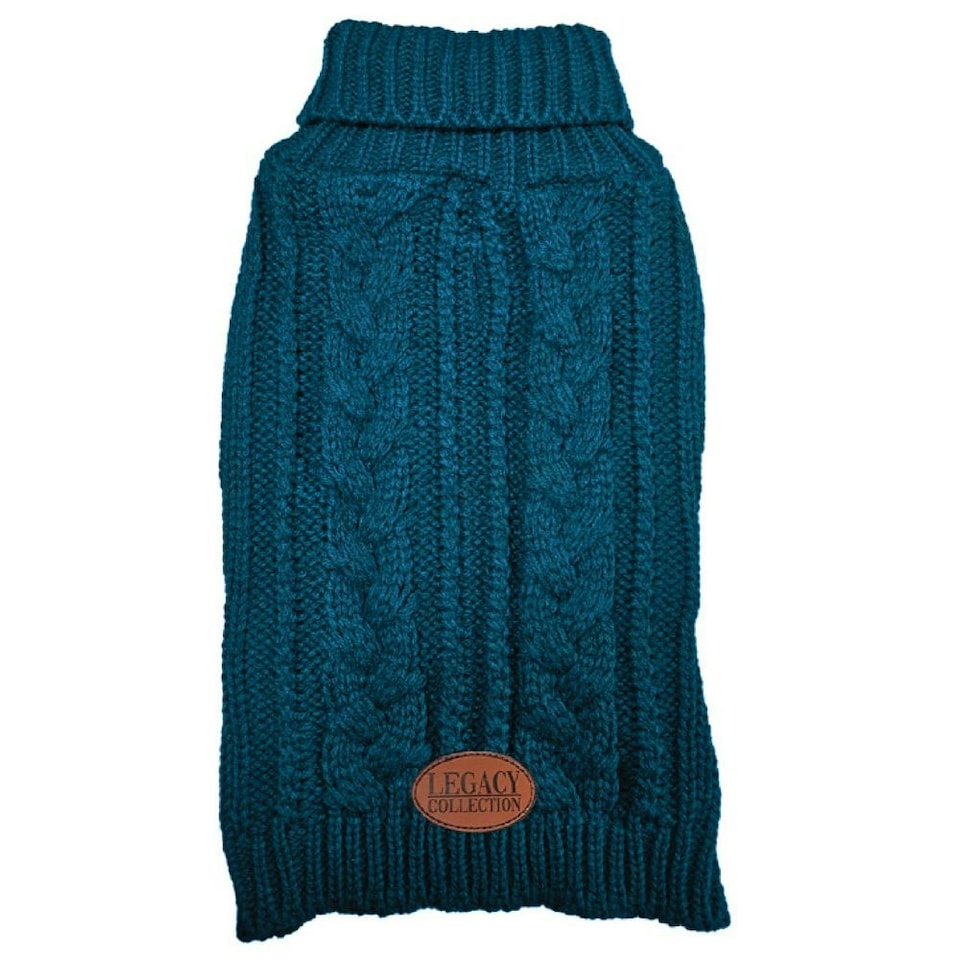 image 1 of HugglePets Legacy Cable Knit Dog Jumper | Blue | S