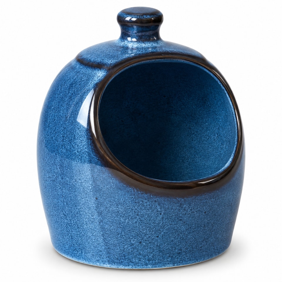 image 1 of Skandi Home Navy Reactive Glaze Ceramic Kusta Salt Pig