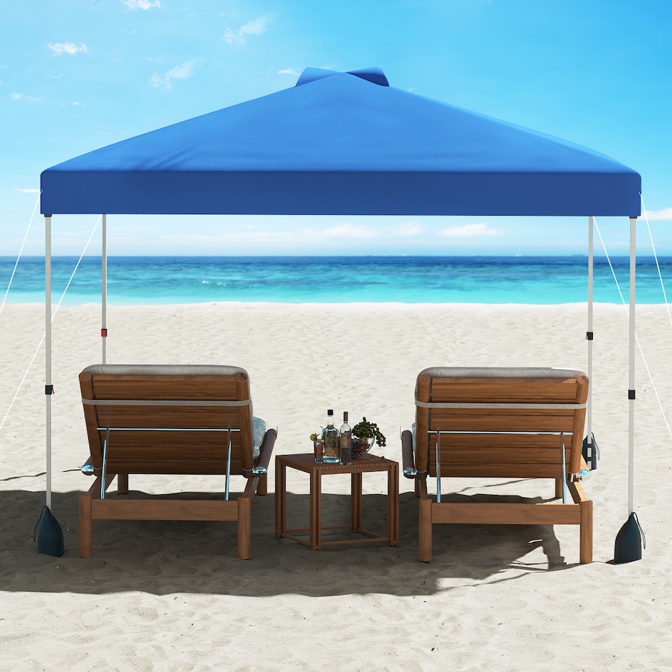 image 1 of COSTWAY 300 x 300 cm Pop up Canopy Tent With Sidewall Blue