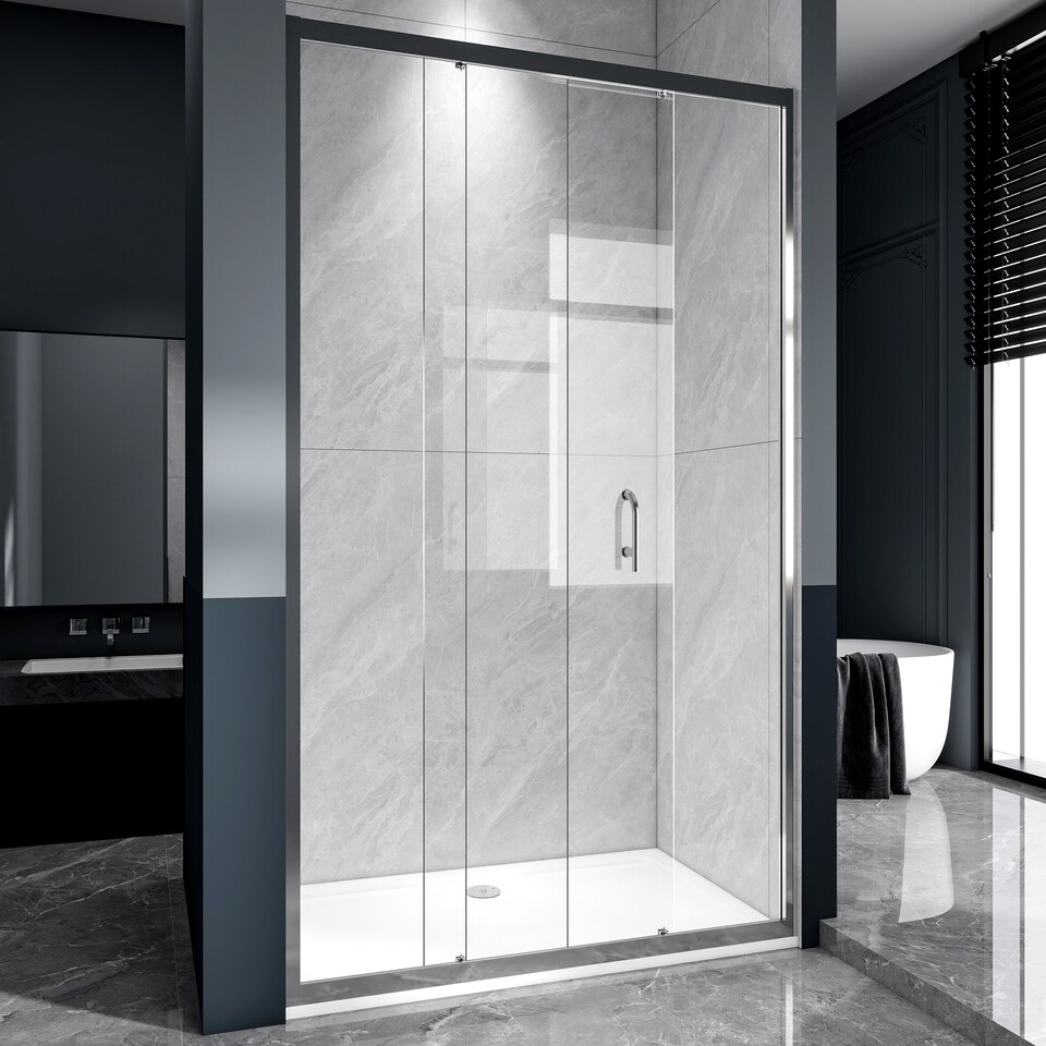 image 1 of Stech Homes 1700x1850mm Reversible Bathroom Sliding Door Shower Enclosure Cubicle 5mm Toughened Glass Cubicle