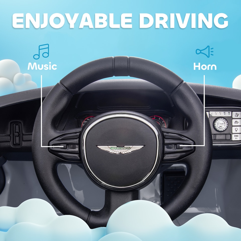 image 1 of AIYAPLAY 12V Kids Electric Car, Aston Martin DBX Licensed Kids Ride on Car with Remote Control, 4 Suspension Wheels, LED Lights, Music, Horn, Slow Start, for Ages 3-6 Years, Grey