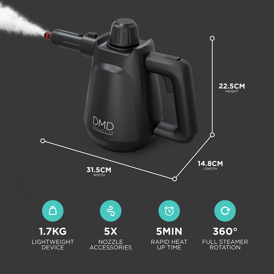 image 1 of DMD 9-Piece Handheld Steam Cleaner Kit, 450ml Water Tank