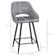 image 7 of HOMCOM Bar Stools Set of 2 Velvet-Touch Fabric Counter Bar Chairs Grey