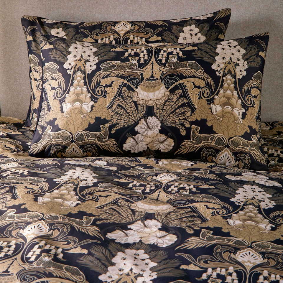 image 1 of Laurence Llewelyn-Bowen Suburban Jungle Duvet Cover Set Black/Gold
