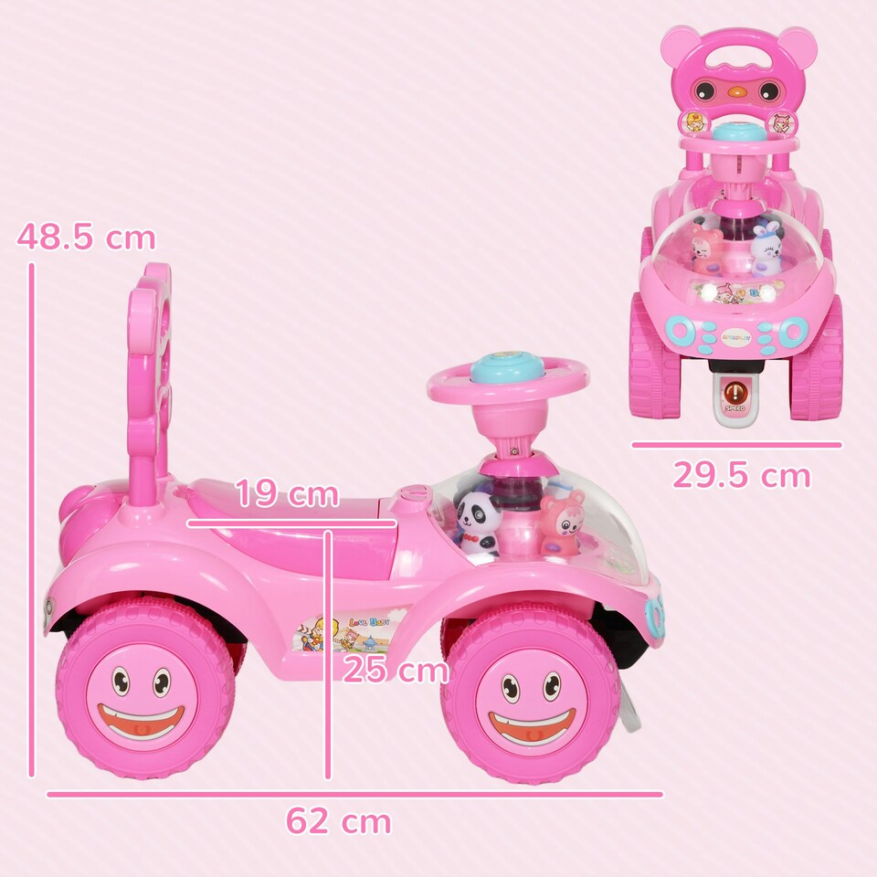 image 1 of AIYAPLAY Ride on Toy, Foot to Floor Design with Music, Light, Horn, Pink