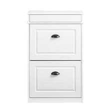 SoBuy FSR78-WG,Shoe Rack Storage Cabinet with 2 Flip Drawers | White | White-glossy | 1