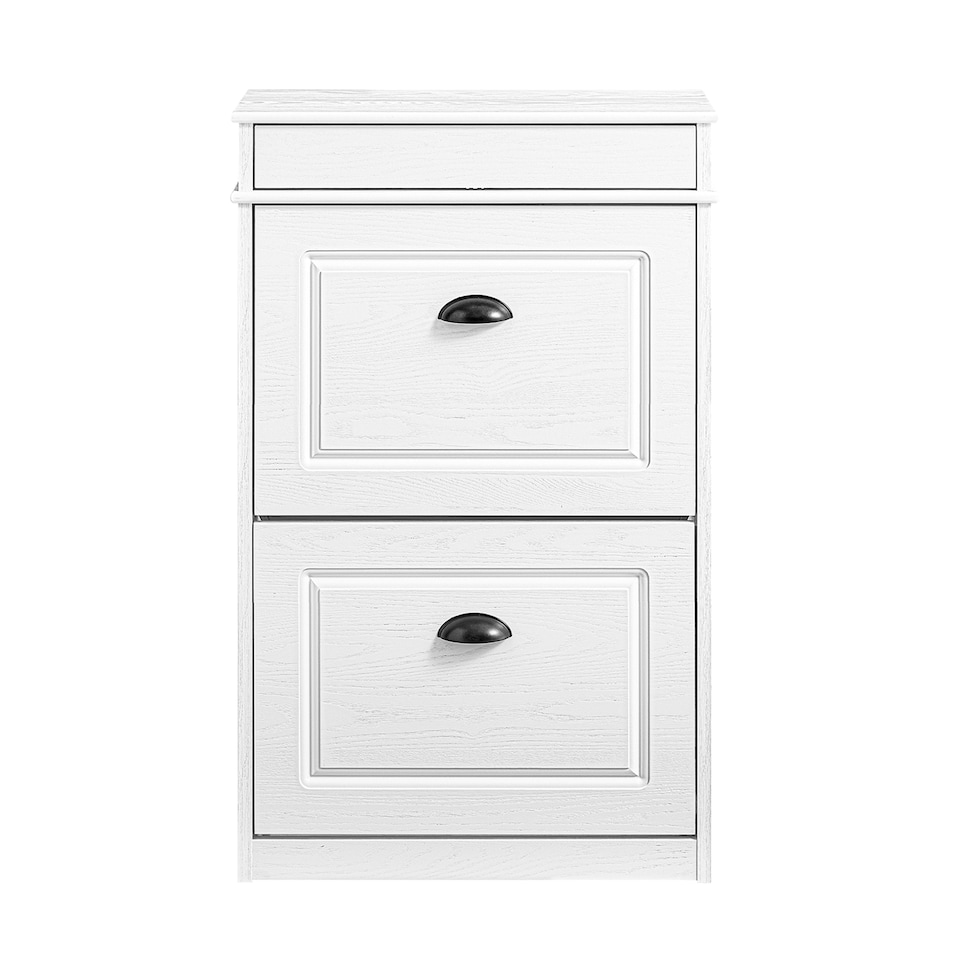 image 1 of SoBuy FSR78-WG,Shoe Rack Storage Cabinet with 2 Flip Drawers | White | White-glossy | 1