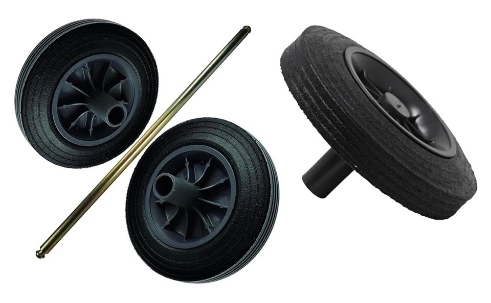 image 1 of Heavy Duty Wheelie Bin Replacement Kit With Strong Metal Axle & 2 Rubber Wheels With Nose Collar | Black